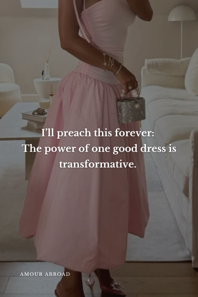 a quote from the owner Kayla J. Wilder, MBA: "I'll preach this forever: The power of one good dress is transformative."