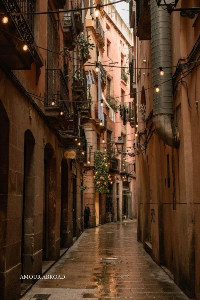 the street of barcelona as the sun sets - the perfect place to start a feminine journey